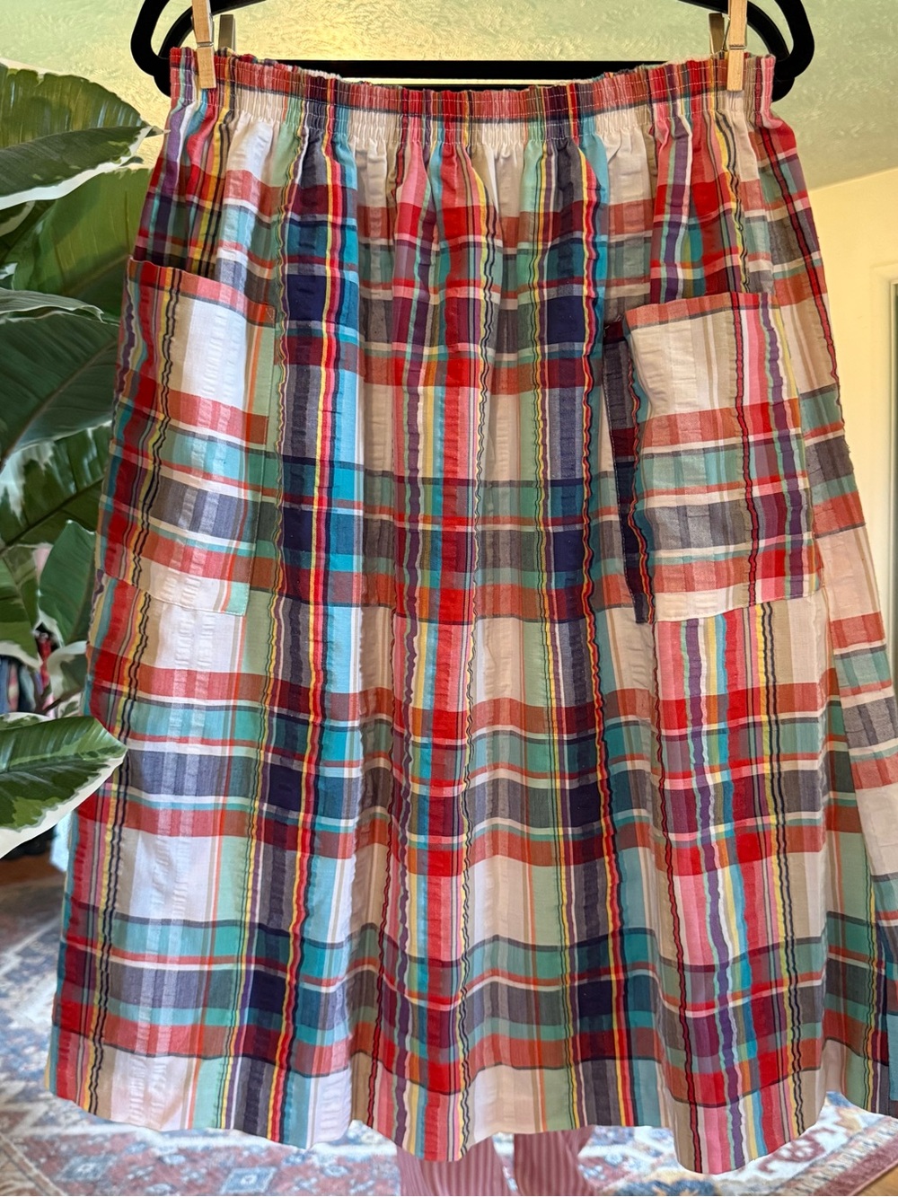 Steeple Chase colorful plaid print midi skirt - Picture 2 of 5